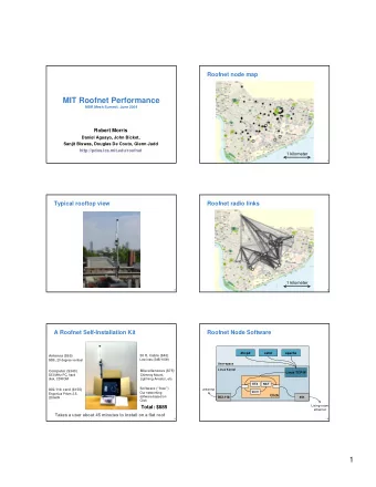 MIT Roofnet Performance  MSR Mesh Summit, June 2004  Robert Morris  Daniel Aguayo, John Bicket,
