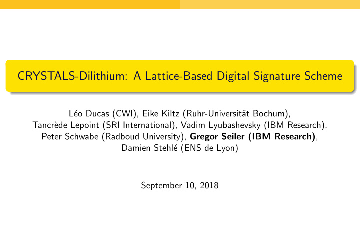 crystals dilithium a lattice based digital signature