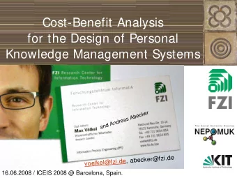 Cost-Benefit Analysis  for the Design of Personal  Knowledge Management Systems  r  e  k  c  e  b
