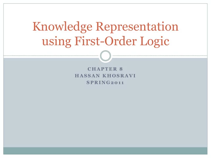 using first order logic
