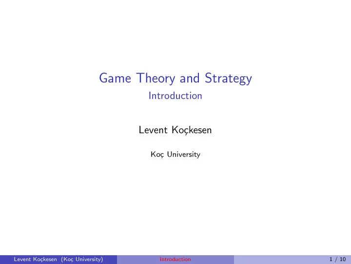 game theory and strategy