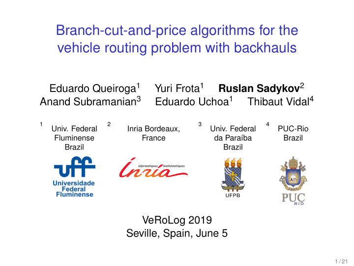 branch cut and price algorithms for the vehicle routing