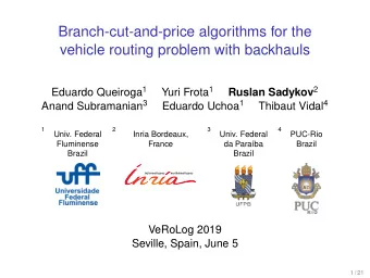 Branch-cut-and-price algorithms for the  vehicle routing problem with backhauls Eduardo Queiroga 1