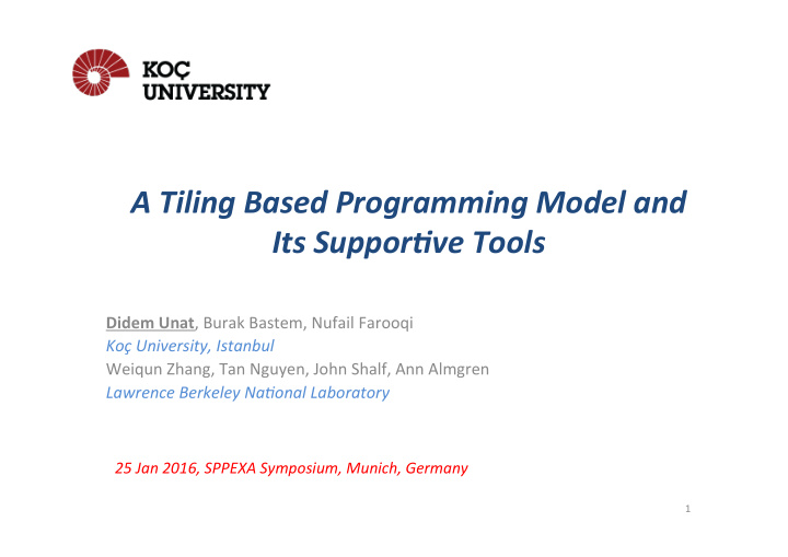 a tiling based programming model and its suppor7ve tools