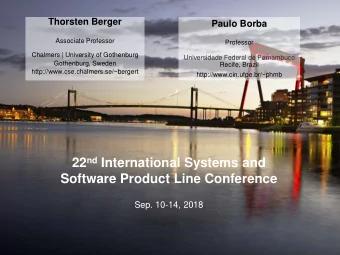 22 nd International Systems and  Software Product Line Conference  Sep. 10-14, 2018  sponsors