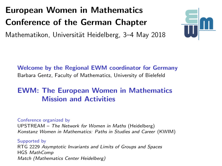 european women in mathematics conference of the german