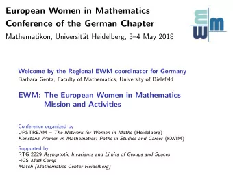 European Women in Mathematics  Conference of the German Chapter  Mathematikon, Universit  at