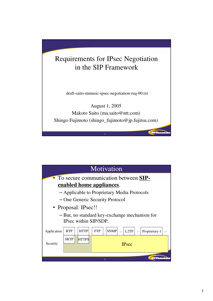 requirements for ipsec negotiation in the sip framework