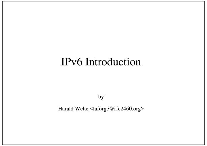 ipv6 introduction