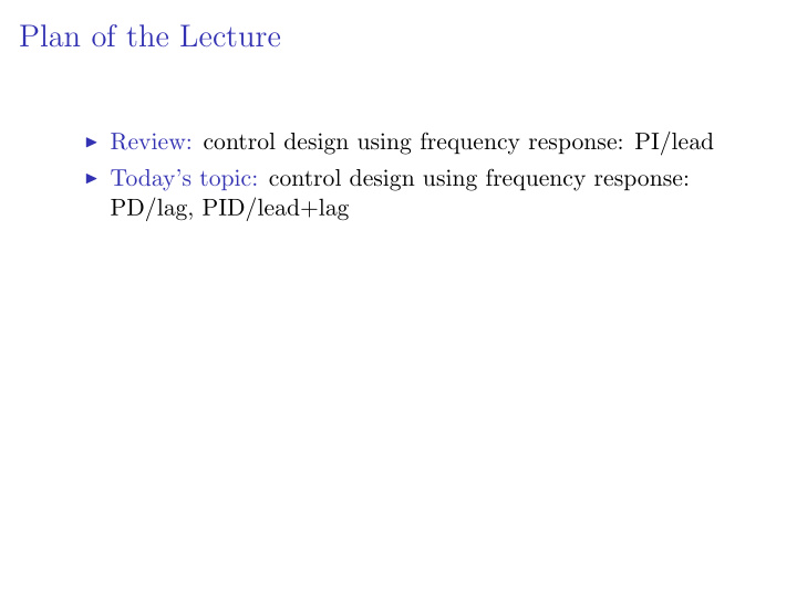 plan of the lecture