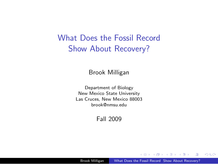 what does the fossil record show about recovery