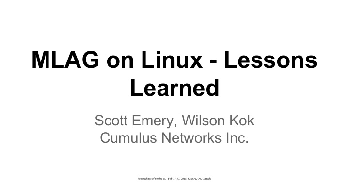 mlag on linux lessons learned