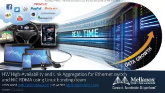 HW Hig  igh-Availability and Li  Link Aggregation for Eth  thernet switch  and NIC  IC RDMA usin