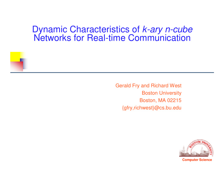 dynamic characteristics of k ary n cube networks for real