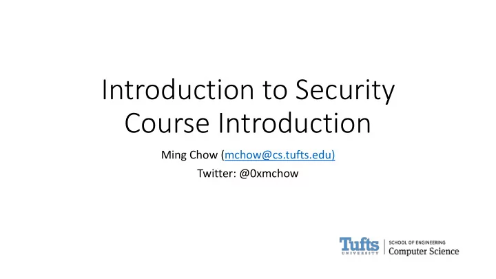 introduction to security
