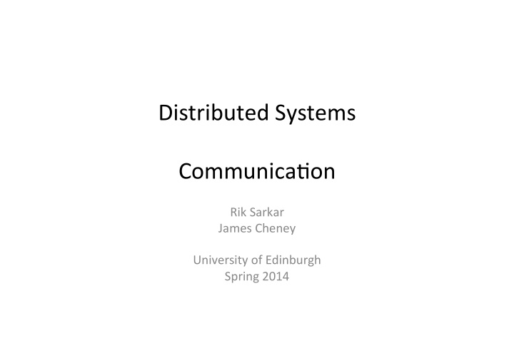 distributed systems communica3on