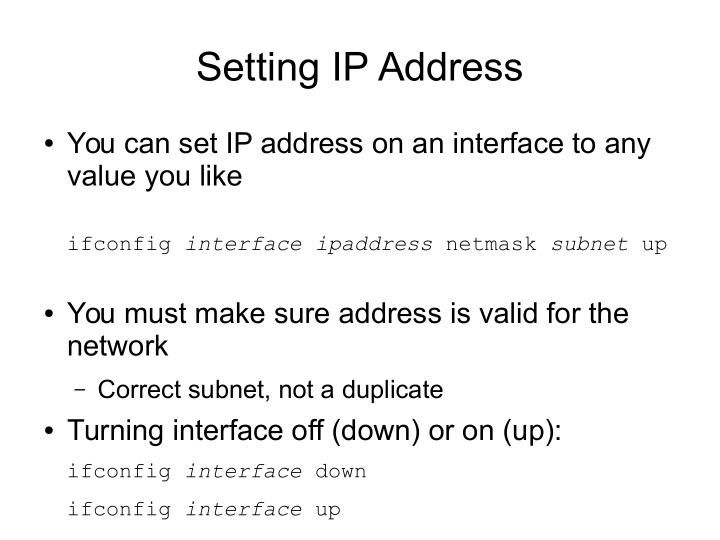 setting ip address