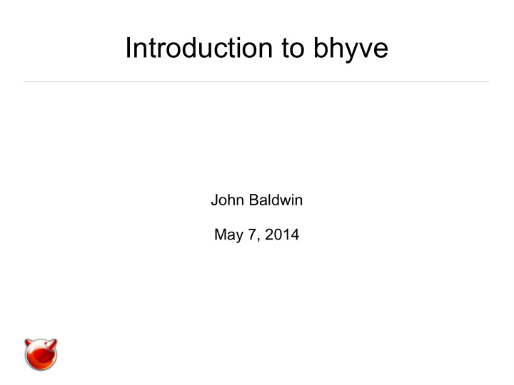 introduction to bhyve
