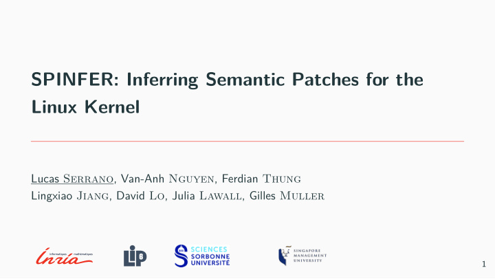 spinfer inferring semantic patches for the linux kernel