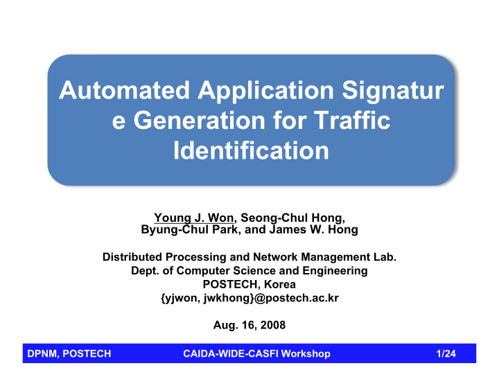 automated application signatur e generation for traffic