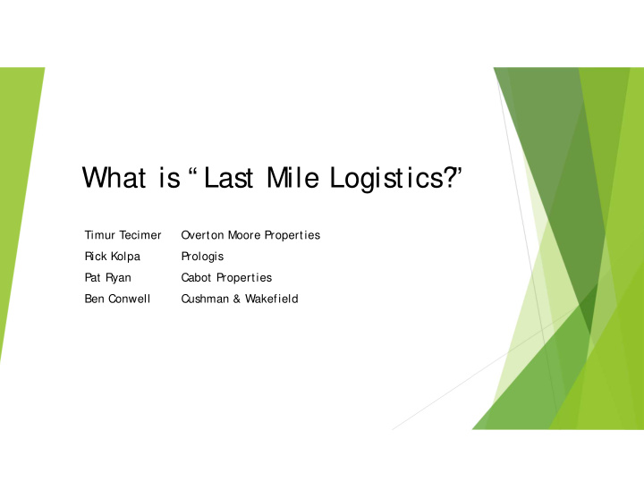 what is last mile logistics