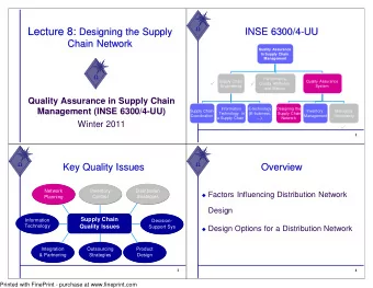 Lecture 8:  Designing the Supply  INSE 6300/4-  -UU  UU  INSE 6300/4  Chain Network  Chain Network