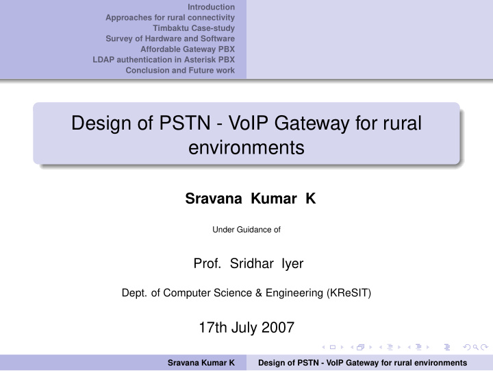 design of pstn voip gateway for rural environments