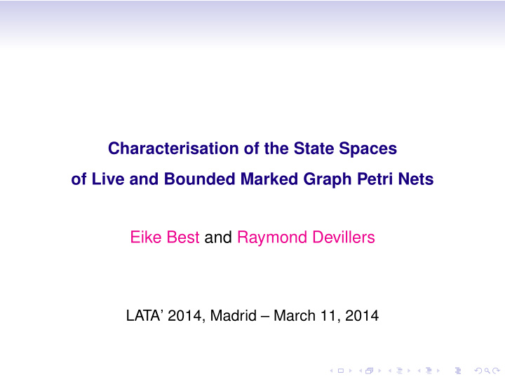 characterisation of the state spaces of live and bounded