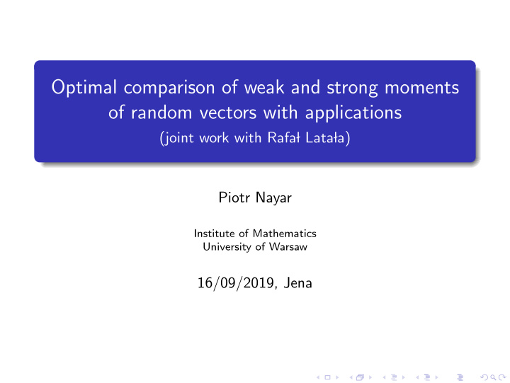 optimal comparison of weak and strong moments of random