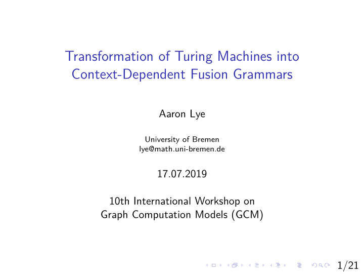 transformation of turing machines into context dependent