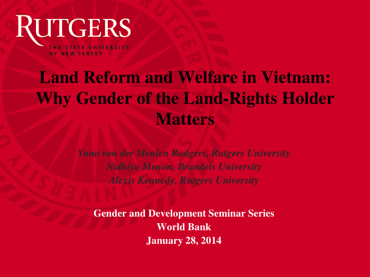 land reform and welfare in vietnam why gender of the land