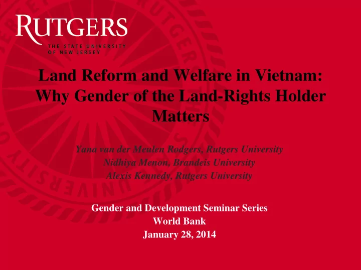 land reform and welfare in vietnam why gender of the land