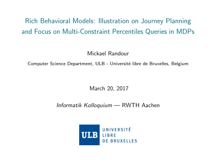 rich behavioral models illustration on journey planning