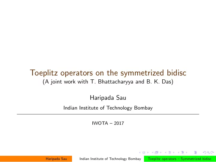 toeplitz operators on the symmetrized bidisc