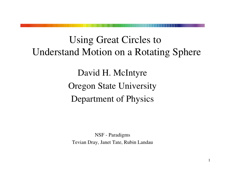 using great circles to understand motion on a rotating