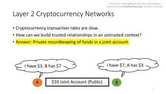 Layer 2 Cryptocurrency Networks  Cryptocurrency transaction rates are slow.  How can we build