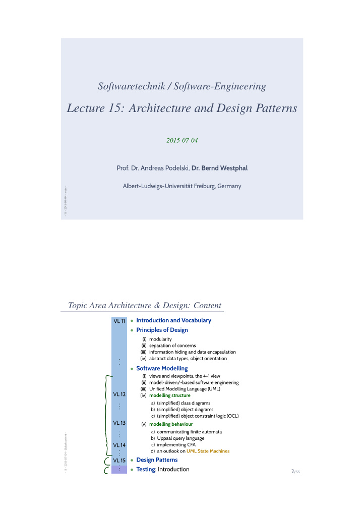 lecture 15 architecture and design patterns