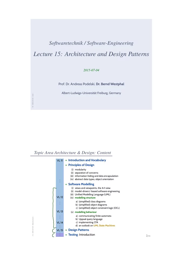 lecture 15 architecture and design patterns