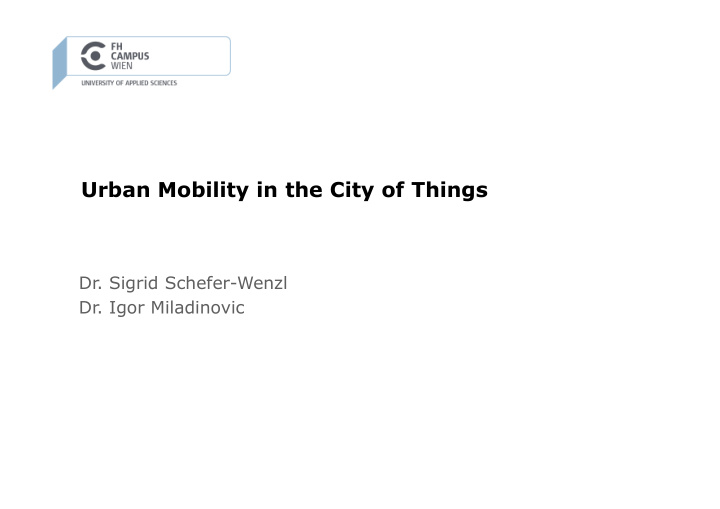 urban mobility in the city of things