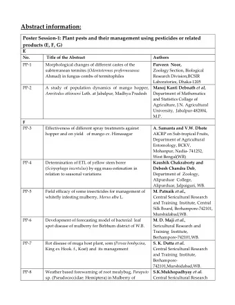 Abstract information: Poster Session  1: Plant pests and their management using pesticides or
