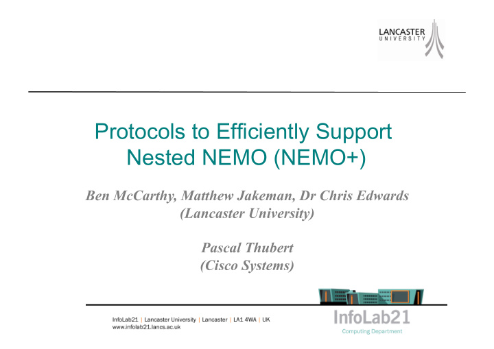 protocols to efficiently support nested nemo nemo