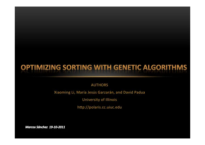 introduction sorting primitives gene sort evaluation of