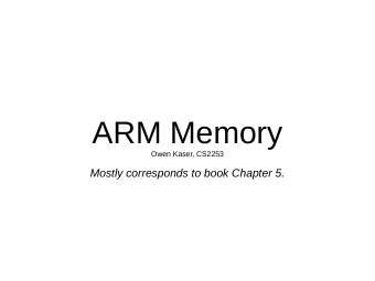 ARM Memory  Owen Kaser, CS2253  Mostly corresponds to book Chapter 5.  Overview  Loads and