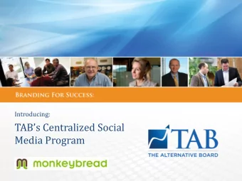 TABs Centralized Social  Media Program  Contents  Introduction  Social Media for Business