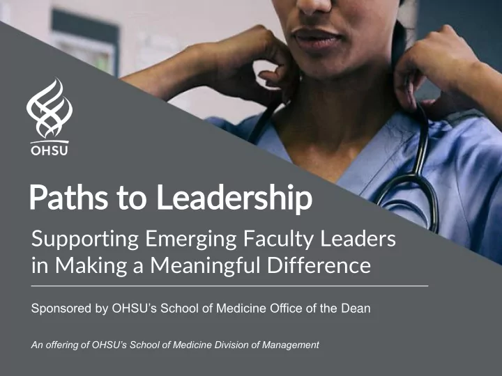 paths to leadership