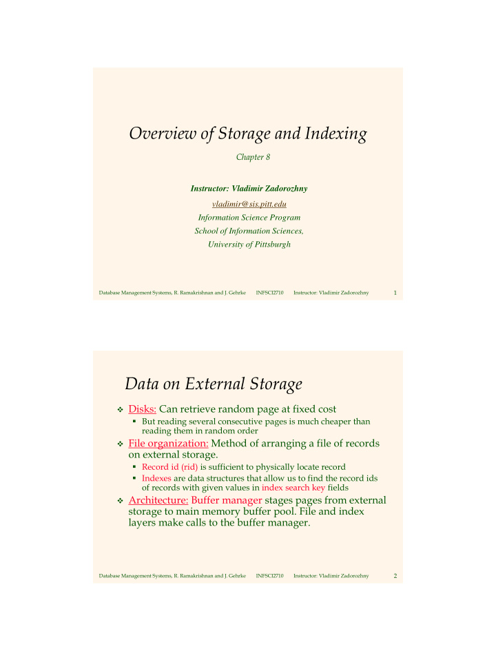 overview of storage and indexing