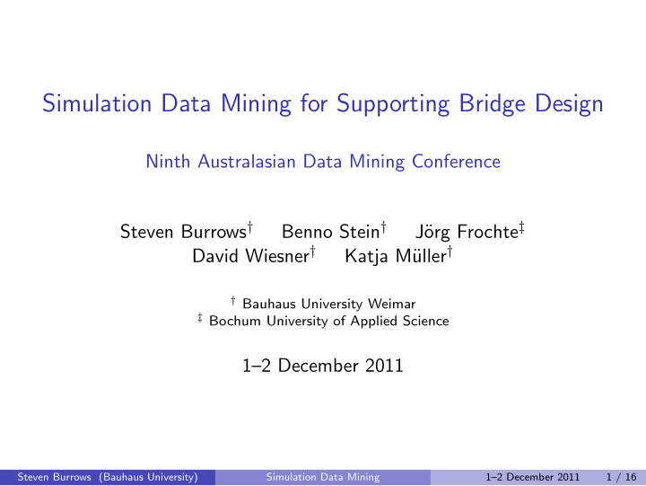 simulation data mining for supporting bridge design