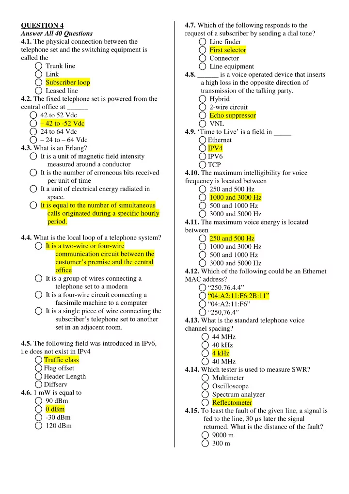question 4 4 7 which of the following responds to the
