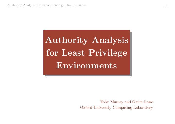 authority analysis for least privilege environments