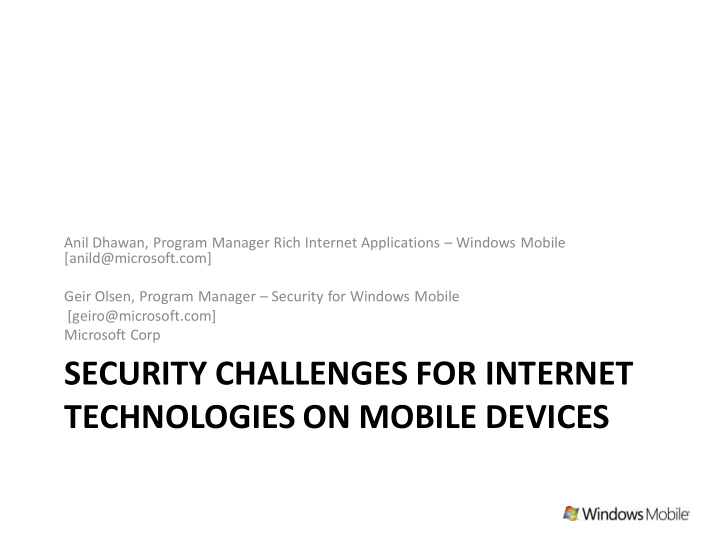 security challenges for internet technologies on mobile